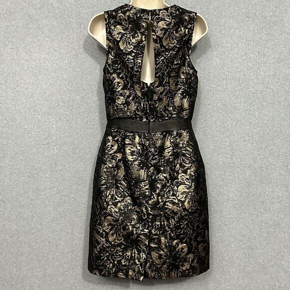 Cynthia Steffe Womens Dress 4 Black Gold Metallic Floral Sleeveless Event Fairy - Picture 5 of 14